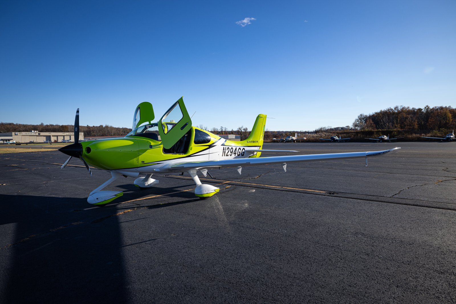 Cirrus SR-series aircraft in hangar